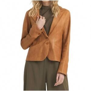 NEW JAKETT amelia wrinkled leather blazer in au lait